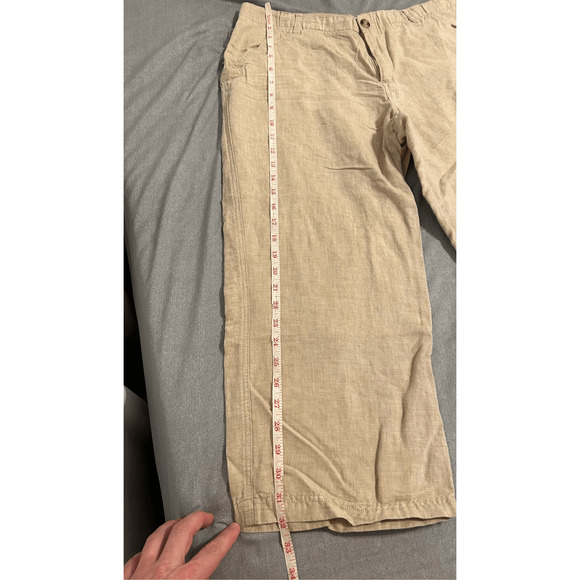 COLUMBIA XCO Pants Women's 10 Cargo Cropped Capri Hiking Linen Blend Beige N652 - Picture 8 of 9